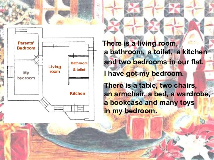 There is a living room, a bathroom, a toilet, Living room