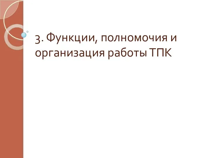 3. Функции, полномочия и организация работы ТПК