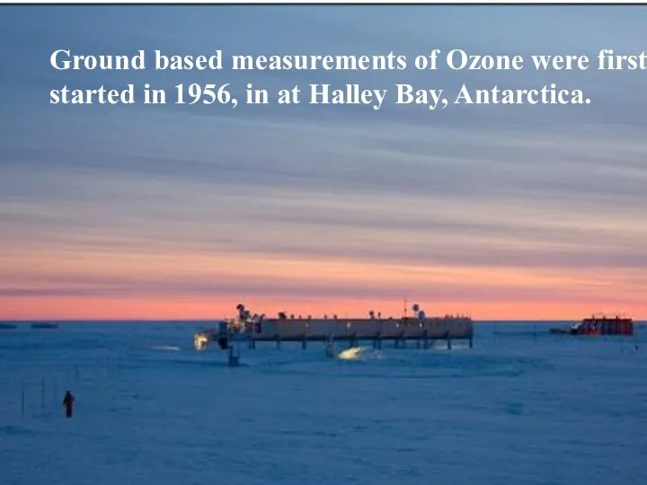 Ground based measurements of Ozone were first started in 1956, in at Halley Bay, Antarctica.