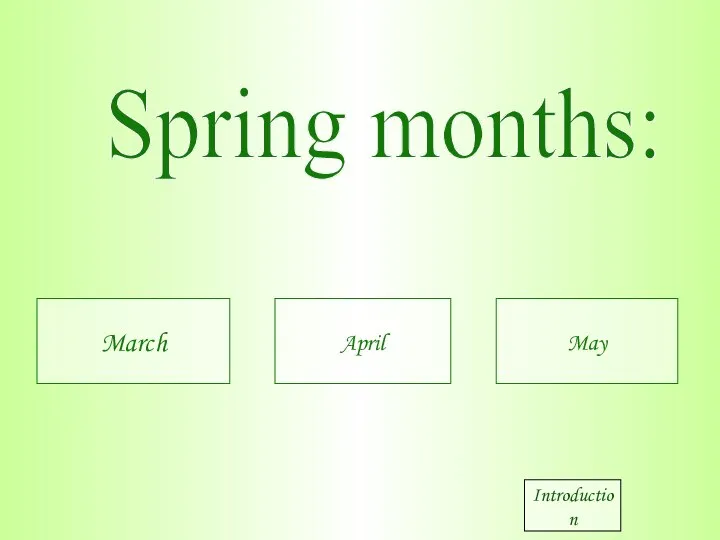 Spring months: March April May Introduction