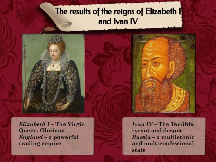 The results of the reigns of Elizabeth I and Ivan IV