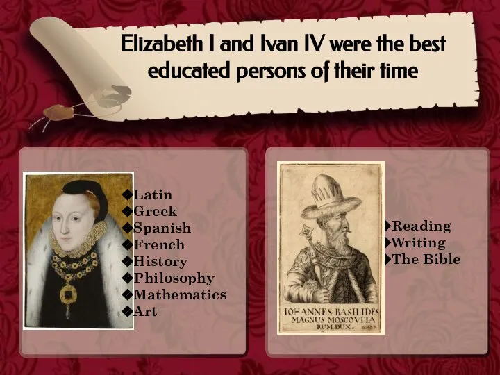 Elizabeth I and Ivan IV were the best educated persons of