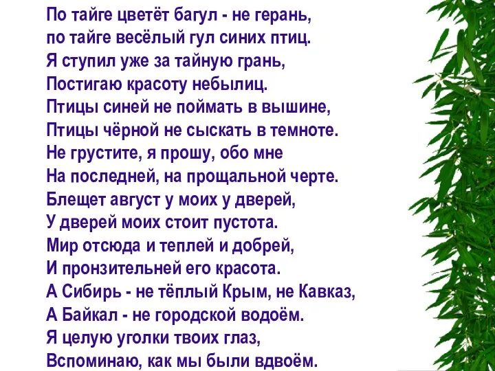 По тайге цветёт багул - не герань, по тайге весёлый гул