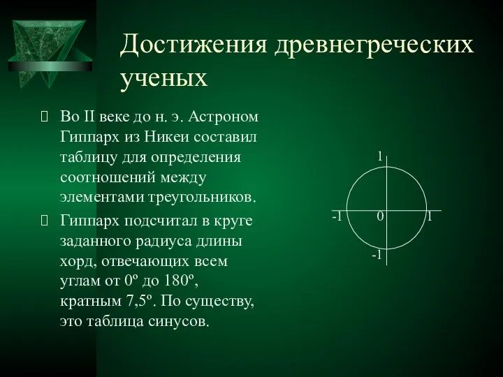 Достижения древнегреческих ученых Во II веке до н. э. Астроном Гиппарх