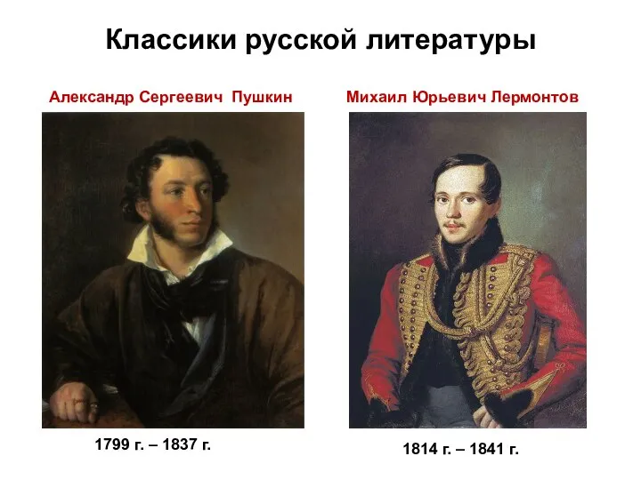 Классики русской литературы 1799 г. – 1837 г. Александр Сергеевич Пушкин