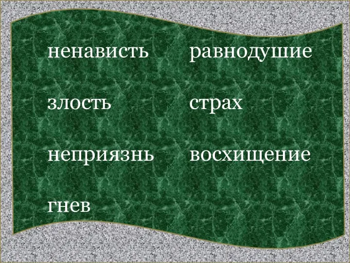 ненависть злость неприязнь гнев равнодушие страх восхищение