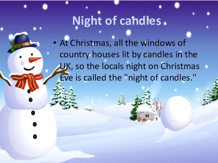 Night of candles At Christmas, all the windows of country houses