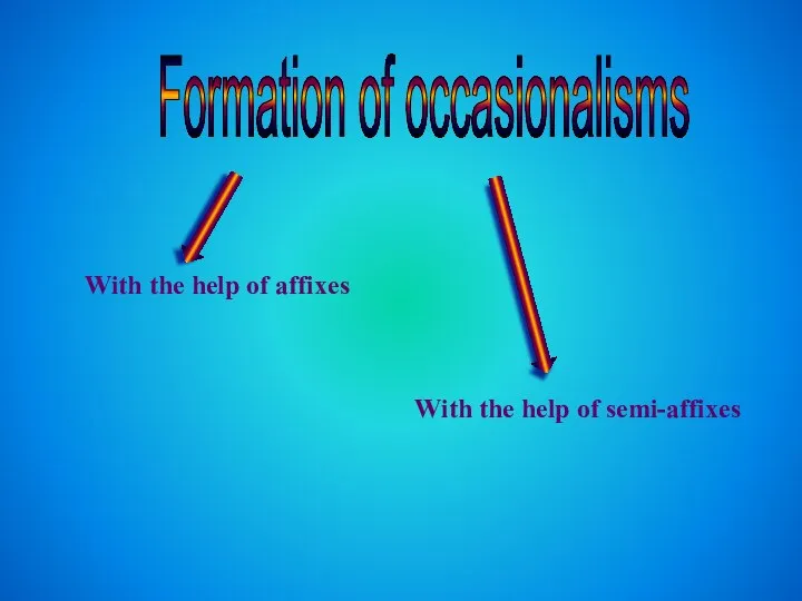 Formation of occasionalisms With the help of affixes With the help of semi-affixes