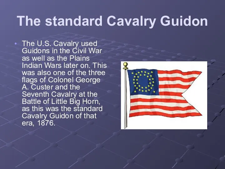 The standard Cavalry Guidon The U.S. Cavalry used Guidons in the