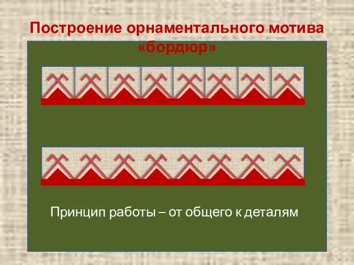 Построение орнаментального мотива «бордюр» Принцип работы – от общего к деталям