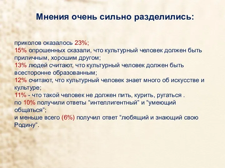 Мнения очень сильно разделились: приколов оказалось 23%; 15% опрошенных сказали, что