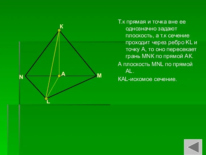 Т.к прямая и точка вне ее однозначно задают плоскость, а т.к