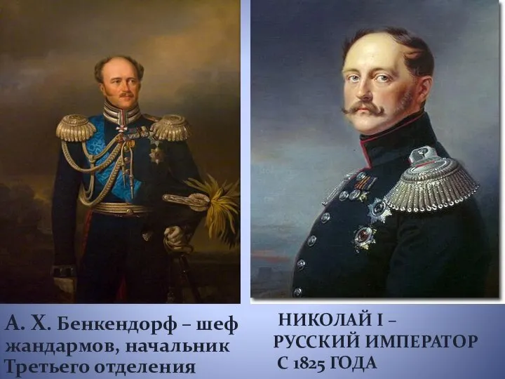 Николай I – русский император с 1825 года А. Х. Бенкендорф