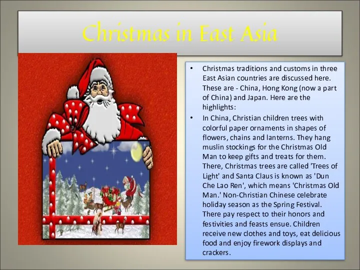 Christmas in East Asia Christmas traditions and customs in three East