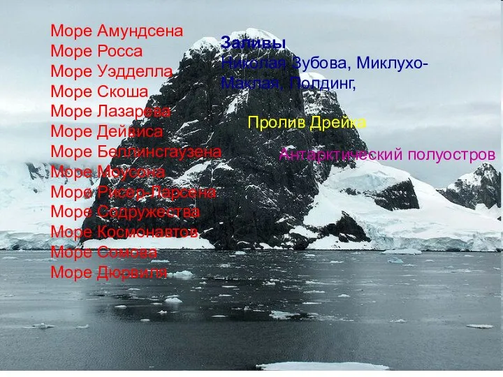 Море Амундсена Море Росса Море Уэдделла Море Скоша Море Лазарева Море