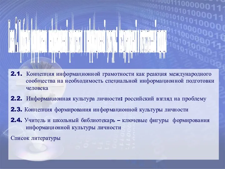 Глава 2. Проблемы формирования информационной грамотности и информационной культуры: международный и