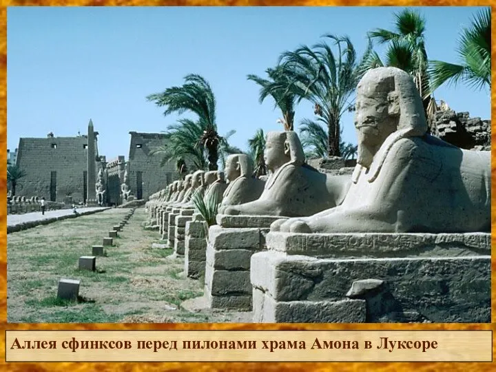 Аллея сфинксов перед пилонами храма Амона в Луксоре