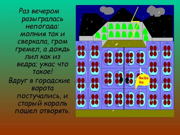 Раз вечером разыгралась непогода: молния так и сверкала, гром гремел, а