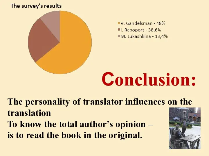 The personality of translator influences on the translation To know the