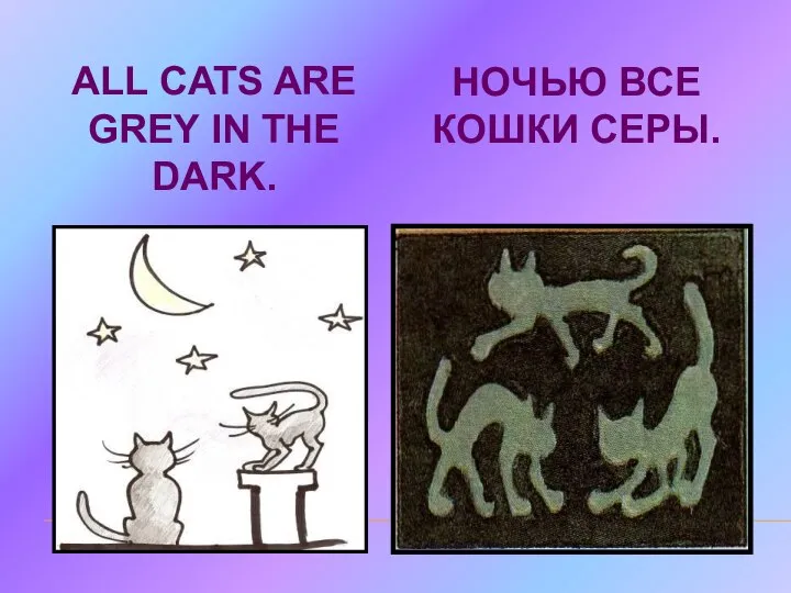 ALL CATS ARE GREY IN THE DARK. НОЧЬЮ ВСЕ КОШКИ СЕРЫ.