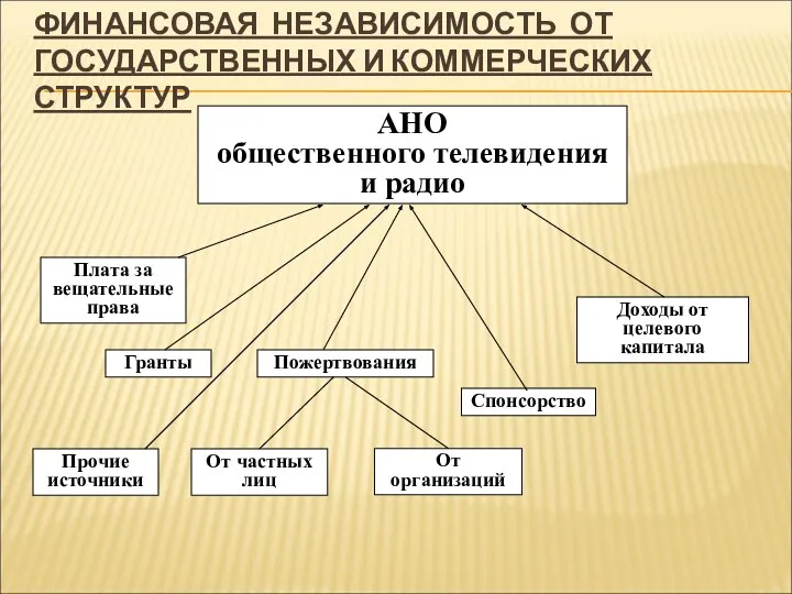 АНО общественного телевидения и радио Доходы от целевого капитала Спонсорство Плата