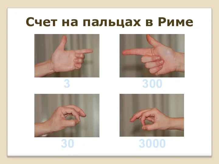 Счет на пальцах в Риме 3 300 30 3000