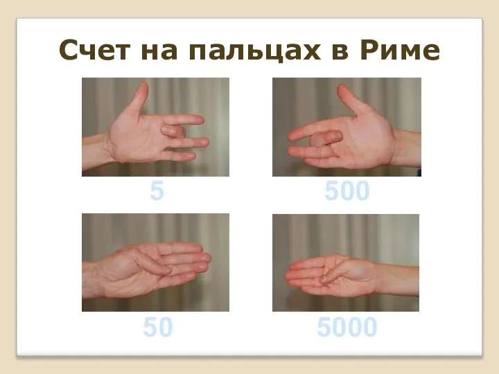 Счет на пальцах в Риме 5 500 50 5000