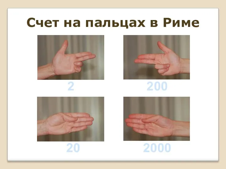 Счет на пальцах в Риме 2 200 20 2000