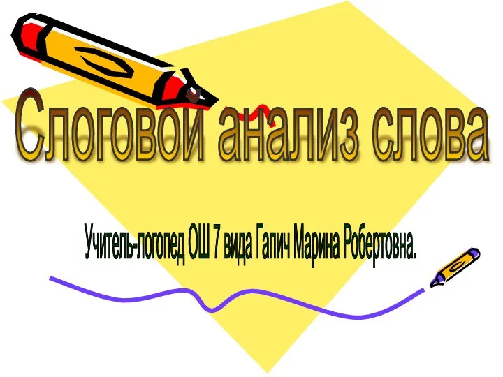 Слоговой анализ слова Учитель-логопед ОШ 7 вида Гапич Марина Робертовна.