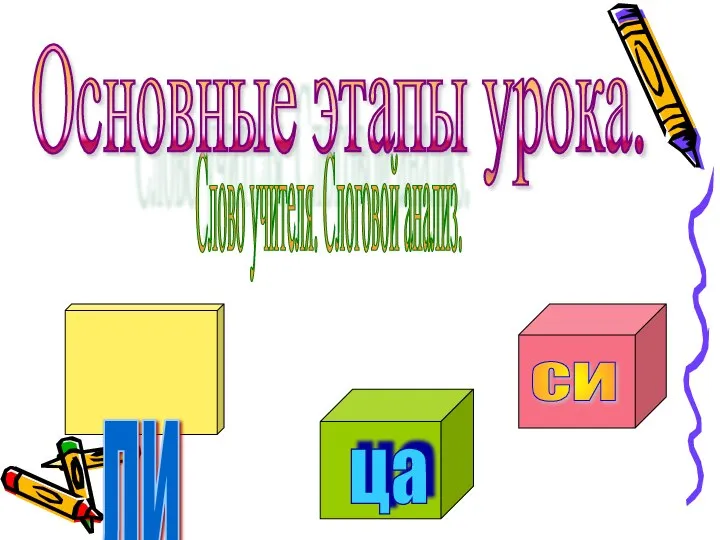 Слово учителя. Слоговой анализ. Основные этапы урока. ли ца си