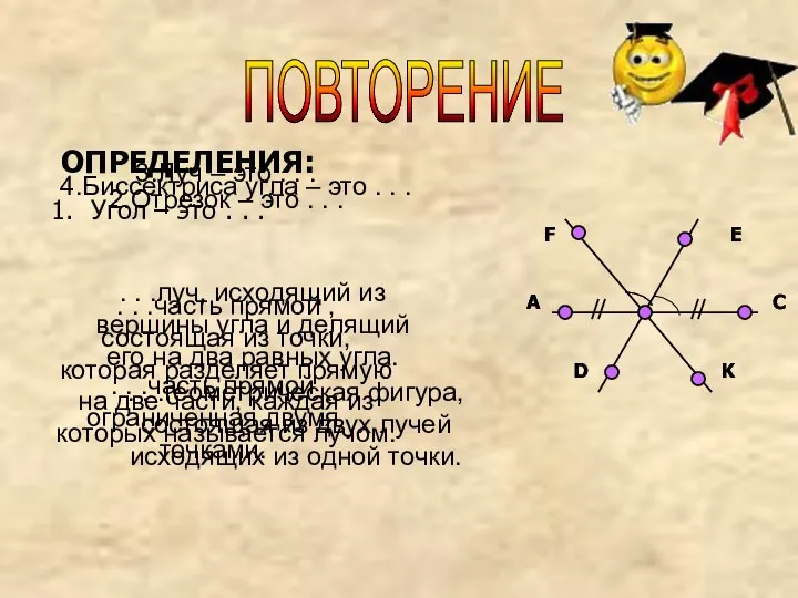 ПОВТОРЕНИЕ ОПРЕДЕЛЕНИЯ: Угол – это . . . F E A