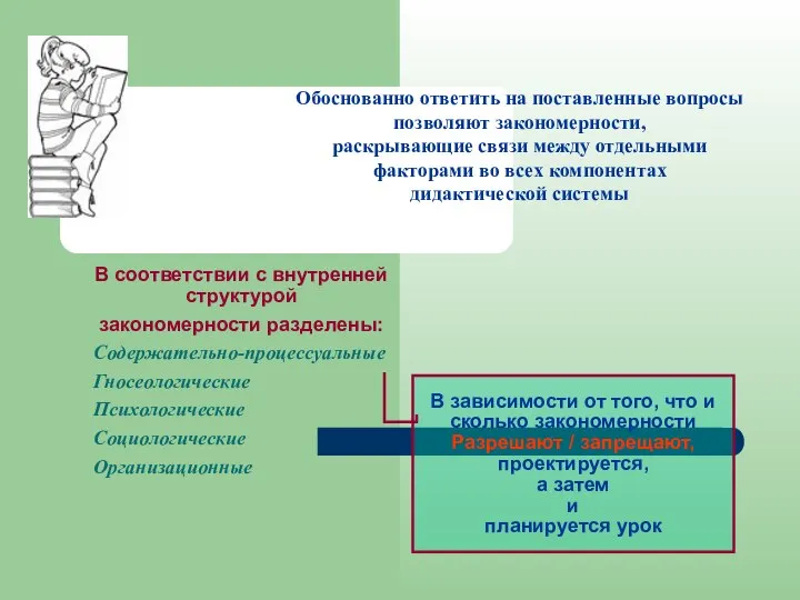 Обоснованно ответить на поставленные вопросы позволяют закономерности, раскрывающие связи между отдельными