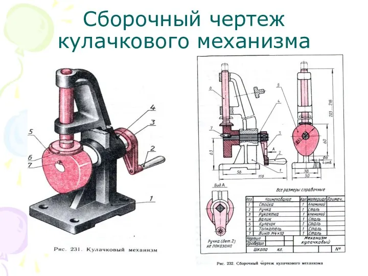 Сборочный чертеж кулачкового механизма