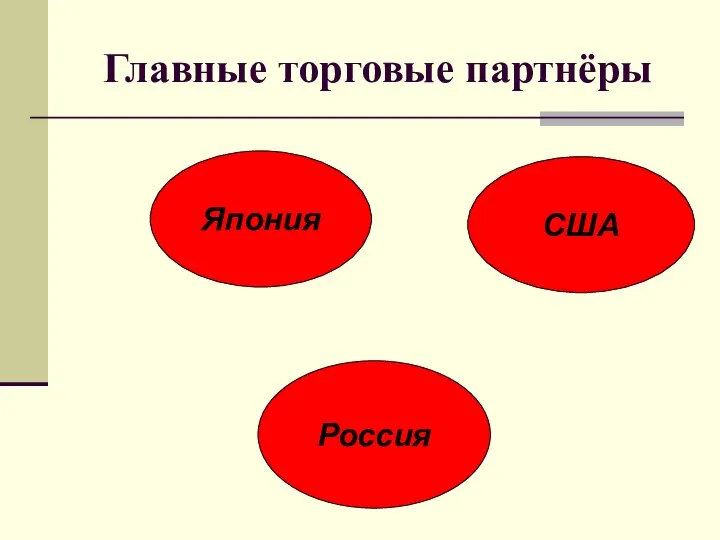 Главные торговые партнёры Япония США Россия