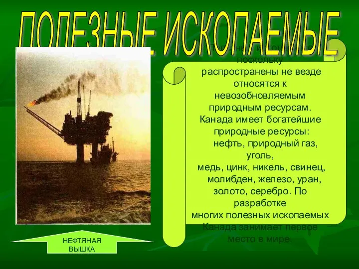 Полезные ископаемые поскольку распространены не везде относятся к невозобновляемым природным ресурсам.