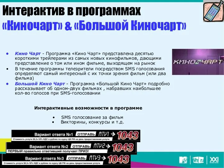 Интерактив в программах «Киночарт» & «Большой Киночарт» Кино Чарт - Программа