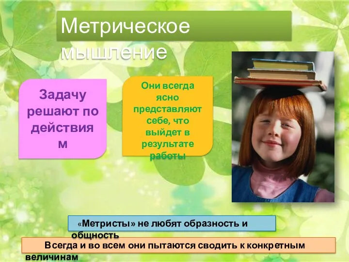 Задачу решают по действиям Они всегда ясно представляют себе, что выйдет