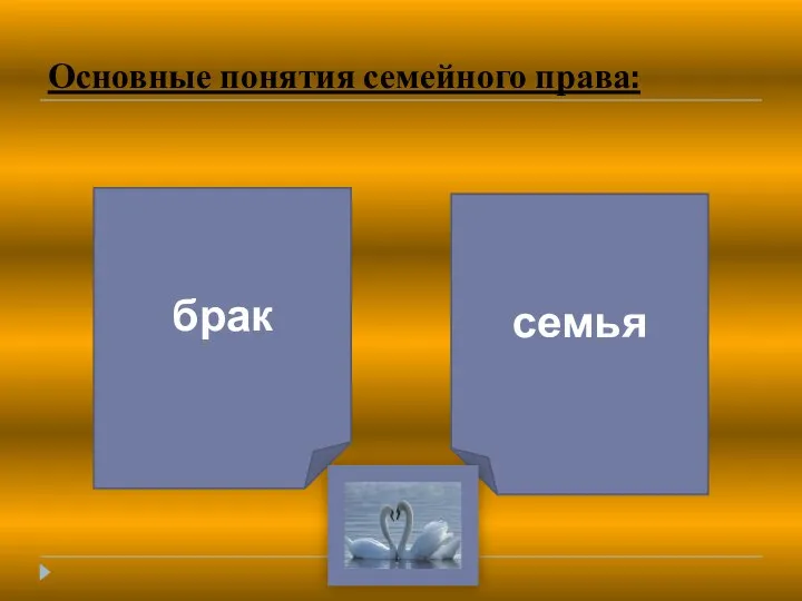 Основные понятия семейного права: брак семья