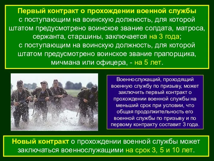 Первый контракт о прохождении военной службы с поступающим на воинскую должность,