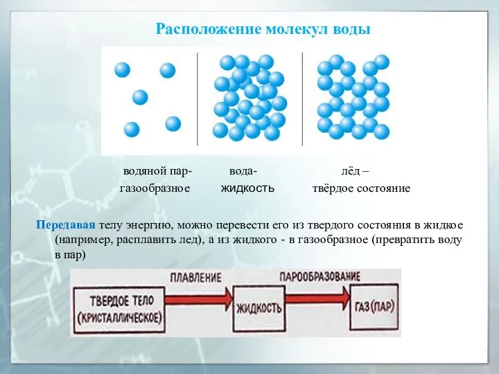 Передавая телу энергию, можно перевести его из твердого состояния в жидкое