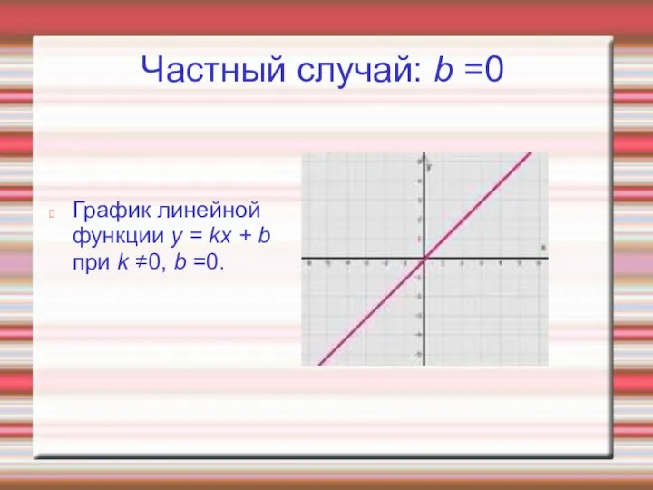 Частный случай: b =0 График линейной функции y = kx +