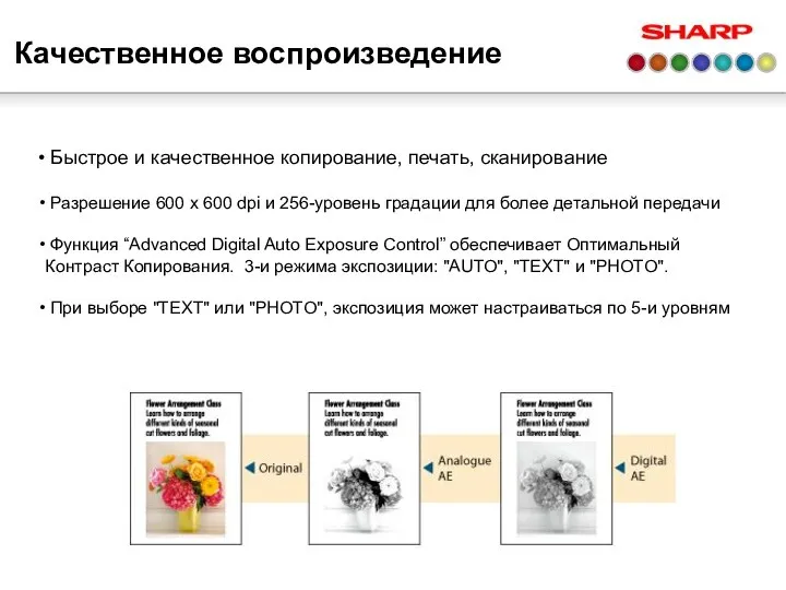 Качественное воспроизведение Быстрое и качественное копирование, печать, сканирование Разрешение 600 x