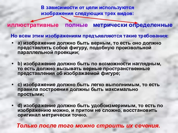 a) изображение должно быть верным, то есть оно должно представлять собой