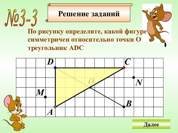 Решение заданий №3-3 По рисунку определите, какой фигуре cимметричен относительно точки