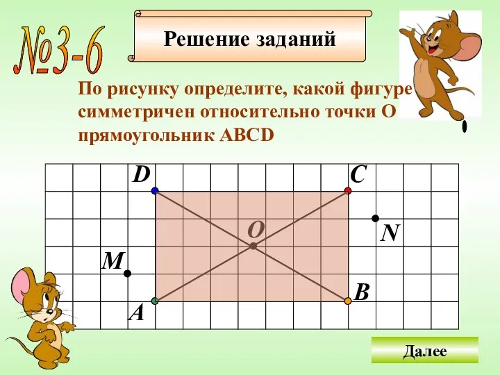 Решение заданий №3-6 По рисунку определите, какой фигуре cимметричен относительно точки