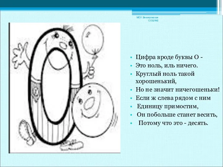 Цифра вроде буквы О - Это ноль, иль ничего. Круглый ноль