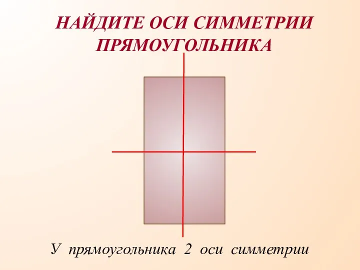 У прямоугольника 2 оси симметрии НАЙДИТЕ ОСИ СИММЕТРИИ ПРЯМОУГОЛЬНИКА