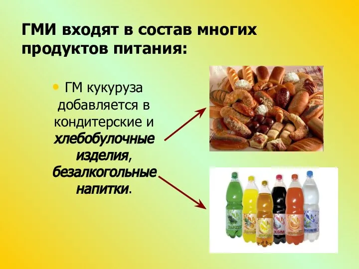 ГМИ входят в состав многих продуктов питания: ГМ кукуруза добавляется в