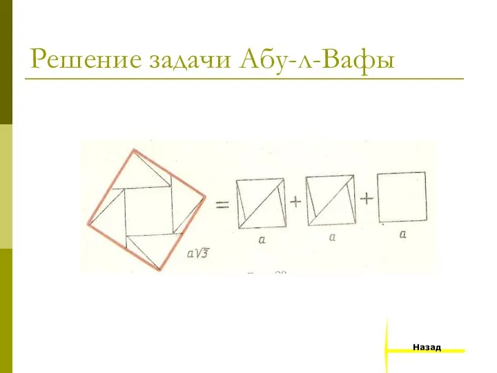 Решение задачи Абу-л-Вафы Назад