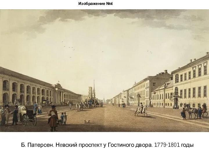 Изображение №4 Б. Патерсен. Нeвский проспeкт у Гостиного двора. 1779-1801 годы